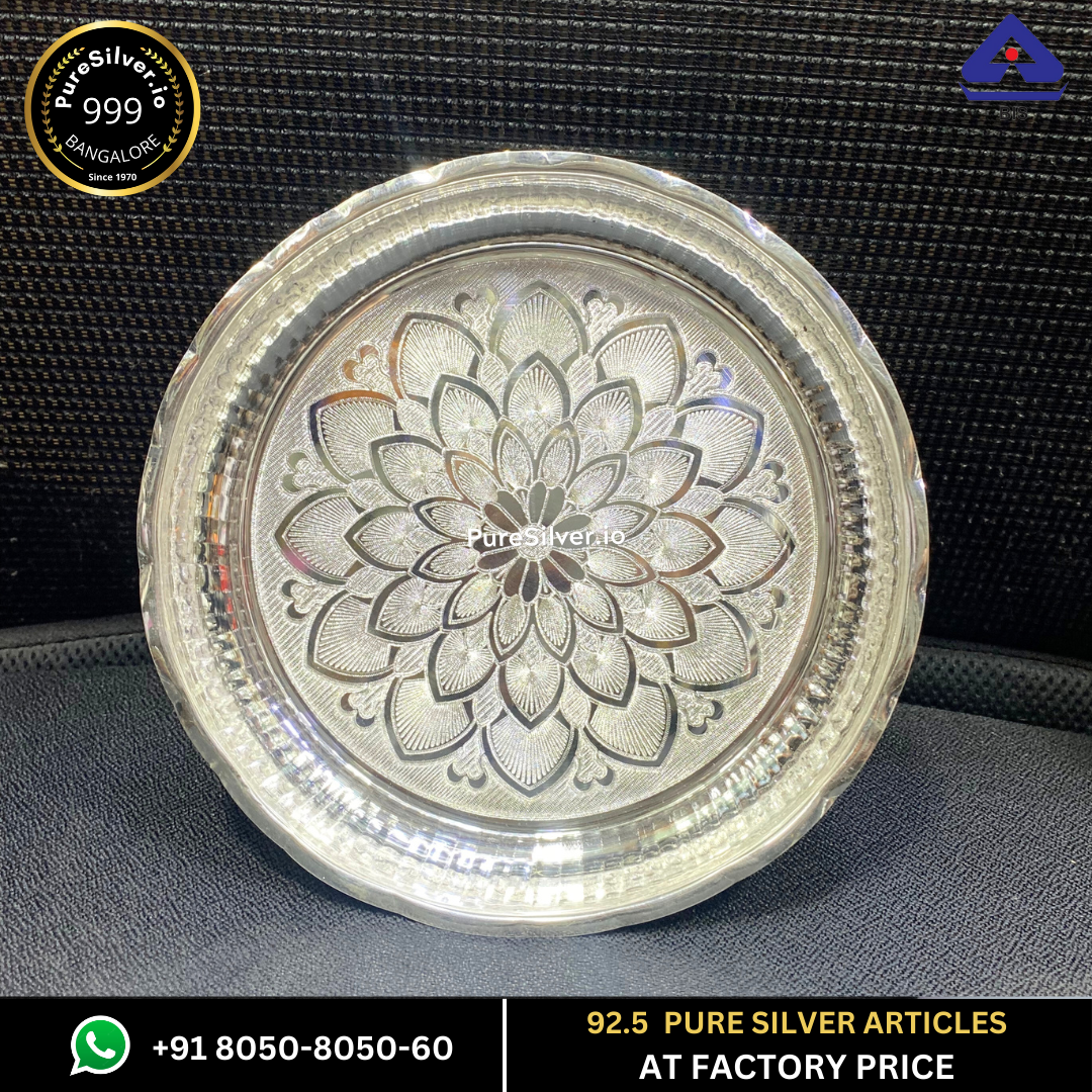 Resell: Pure Silver Plate - Arivana Silver Plate for Pooja (6 to 12 inches / 70 gms to 725 gms)