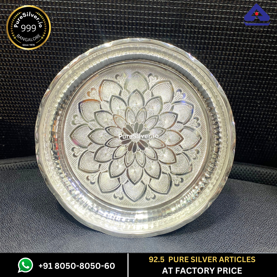 Pure Silver Plate - Arivana Silver Plate for Pooja (6 to 12 inches / 70 gms to 725 gms) | Custom Orders & Bulk from Silver Factory