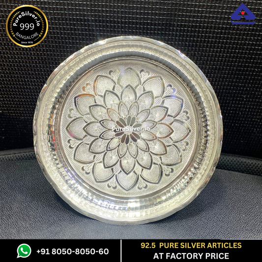 Pure Silver Plate - Arivana Silver Plate for Pooja (6 to 12 inches / 70 gms to 725 gms) | Custom Orders & Bulk from Silver Factory