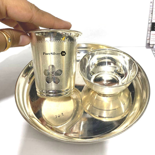 255 grams Pure Silver 4 Pcs Baby Dinner Set - Mirror Finished