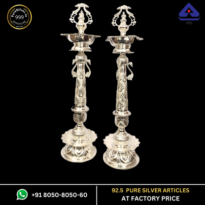 Long Silver Lamps for Pooja Models (10+ Designs)