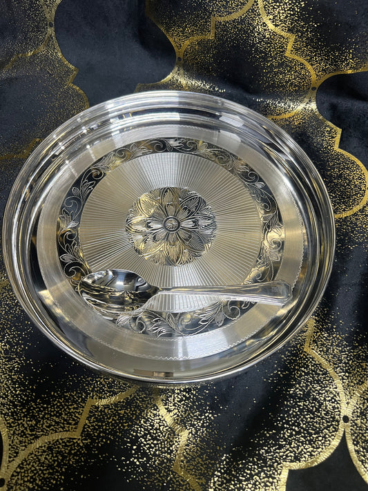 LIVE - 11” Pure Silver Dinner Set (2 pcs) ~600 grams | 925 BIS Hallmarked with HUID