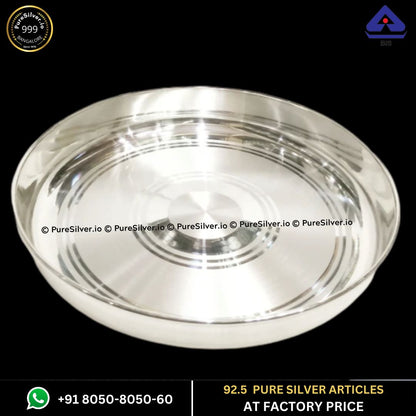 103 grams BIS Hallmarked Silver Heera Dinner Plate - Diamond and Honeycomb Fusion Design -  | Custom Orders & Bulk from Silver Factory