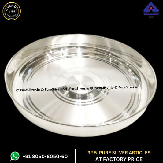 1600 grams Pure Silver Heera Dinner Plate - Diamond and Honeycomb Fusion Design -  | Custom Orders & Bulk from Silver Factory