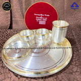 12.25 inches - 925 Pure Silver Dinner Set with 24k Gold Accent - 1300 g | 5 Pcs | BIS Hallmarked