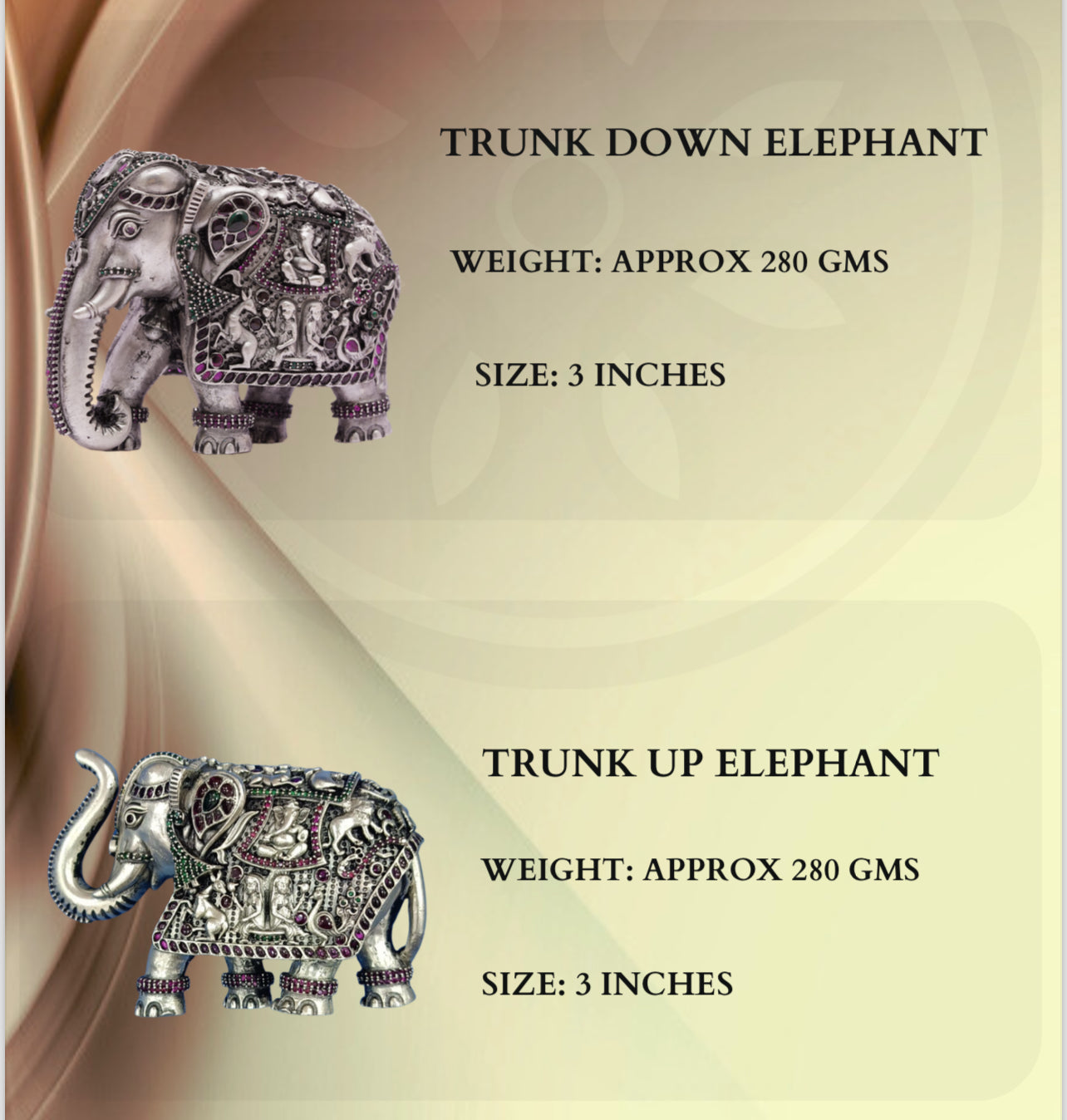 925 Luxury Silver Elephant - Trunk Down
