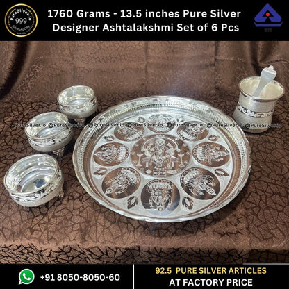 NAVRANG Silver Designer Ashtalakshmi Kalyan Set with 925 BIS Hallmark