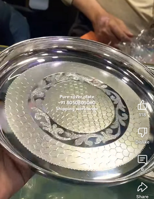 925 Silver Plate - 9.5 inches (~330 grams) BANGALORE DIAMOND PATTERN