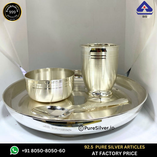 6 inches Pure Silver Dinner Set for Baby ~200 gms -  | Custom Orders & Bulk from Silver Factory