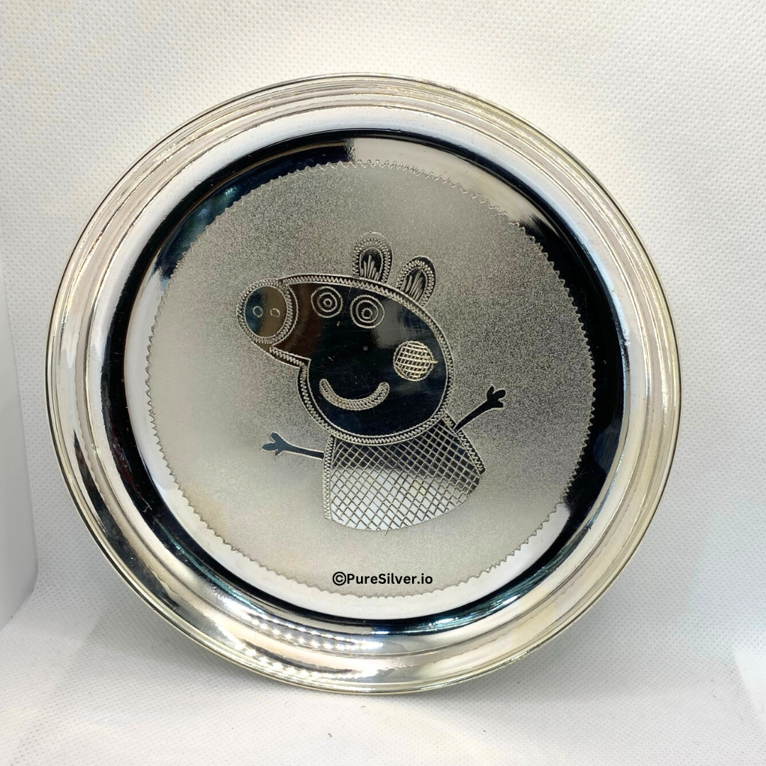 Pure Silver Plate for Baby and Kids - YouTube Cartoon Bangalore Silver Thali (6 to 9.75 inches / 100 gms to 350 gms) | Custom Orders & Bulk from Silver Factory