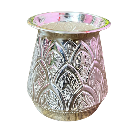 Pure Silver Glass - Embossed Marwadi Lota Silver Glass With Weights (80 - 250 gms) | Custom Orders & Bulk from Silver Factory
