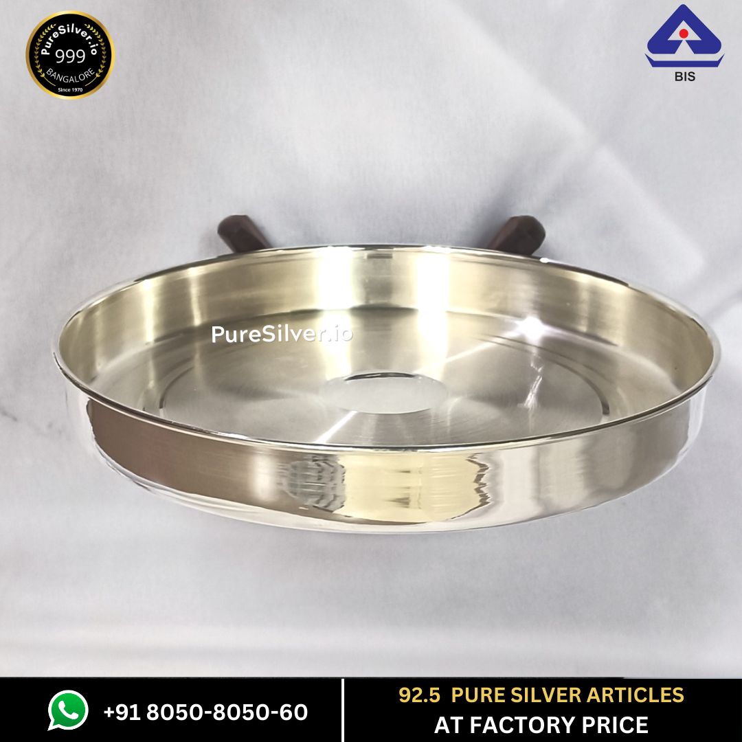 200 grams Pure Silver Bombay Plate for Baby | Silver Thali for Pooja (Thaal) - Bayl Design -  | Custom Orders & Bulk from Silver Factory
