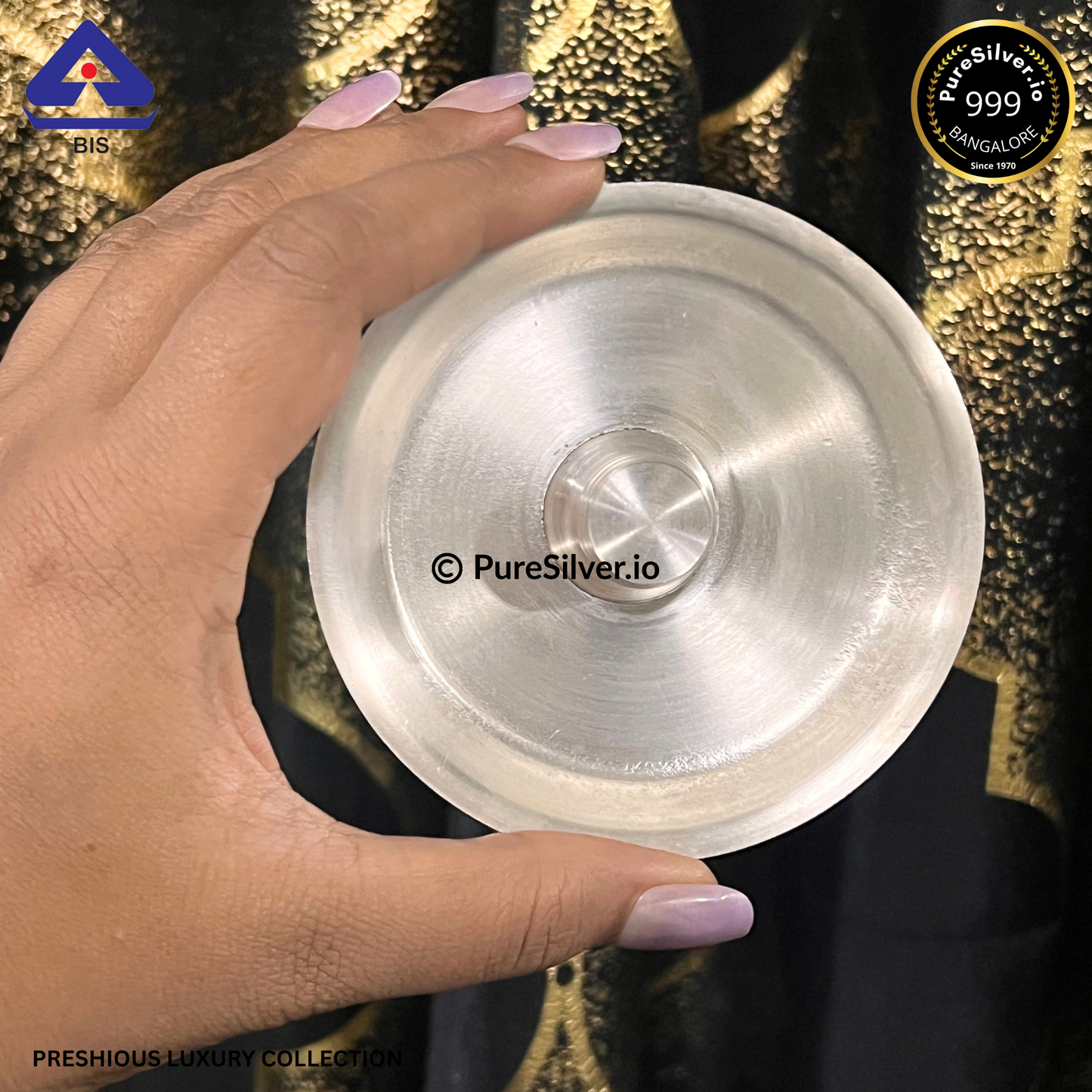 999 Fine Silver Tumbler with Lid for Drinking Water - 450 ml (~275 grams) | BIS Hallmarked, Satin Matt Finished, Marwadi Pattern