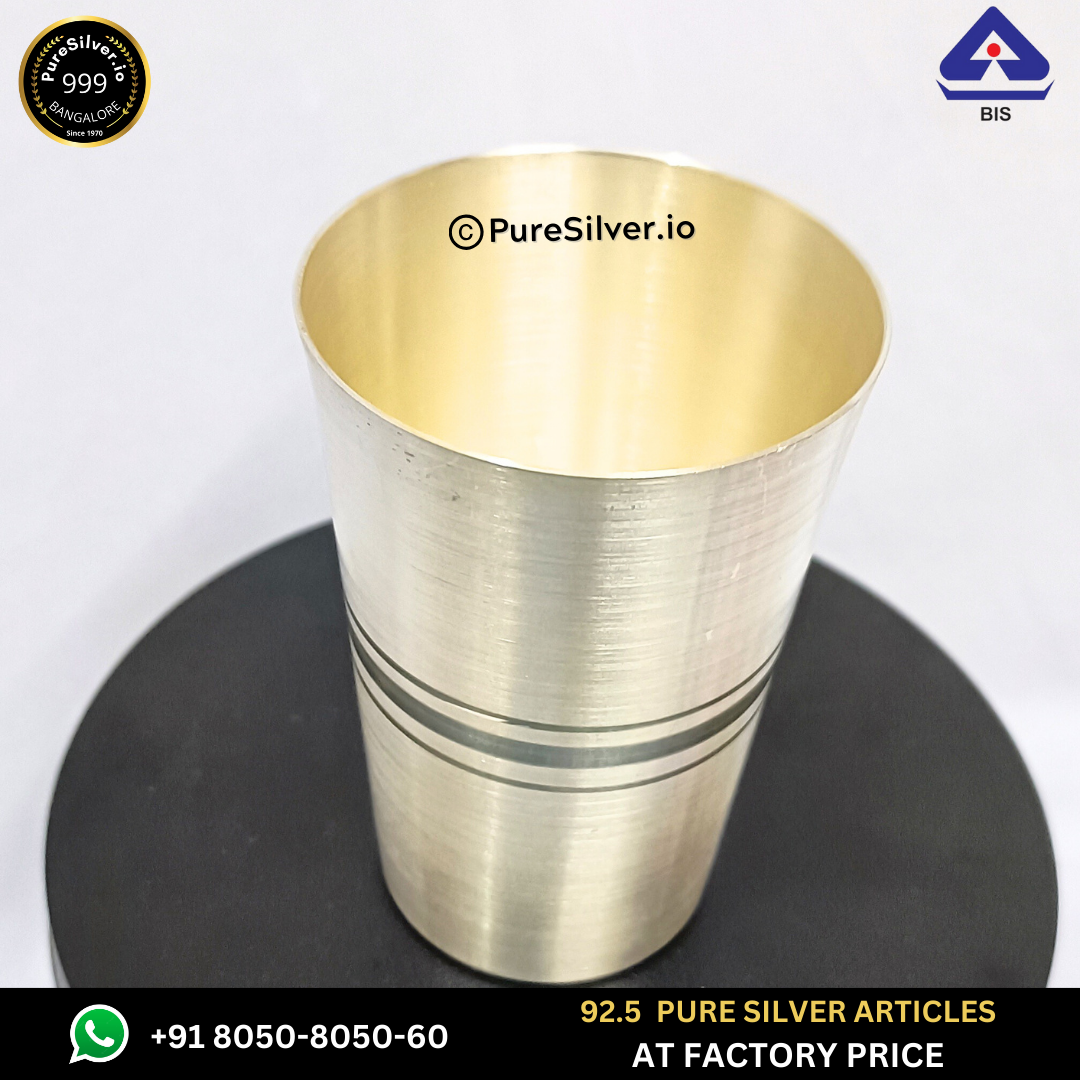 Resell: Pure Silver Glass - Classic Marwadi Silver Glass With Weights (50 - 200 gms)