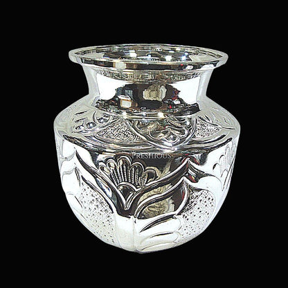 Silver Kalash Chombu Lota Designer Pattern , 180 grams, BIS Hallmarked