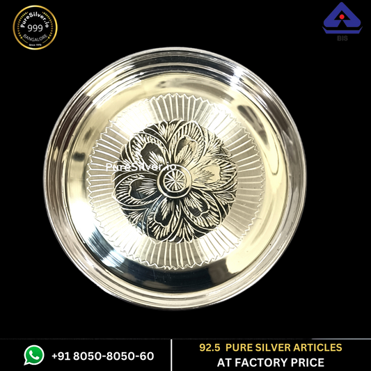 Resell: Pure Silver Plate - Matka Silver Thali (4.25 to 8.75 inches / 80 gms to 300 gms)