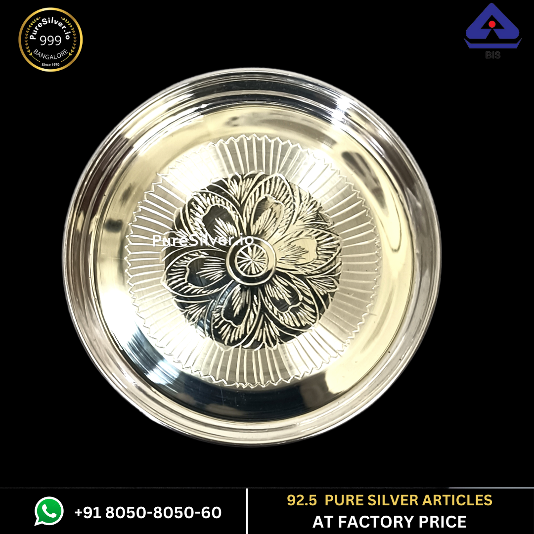 Pure Silver Plate - Matka Silver Thali (4.25 to 8.75 inches / 80 gms to 300 gms) | Custom Orders & Bulk from Silver Factory