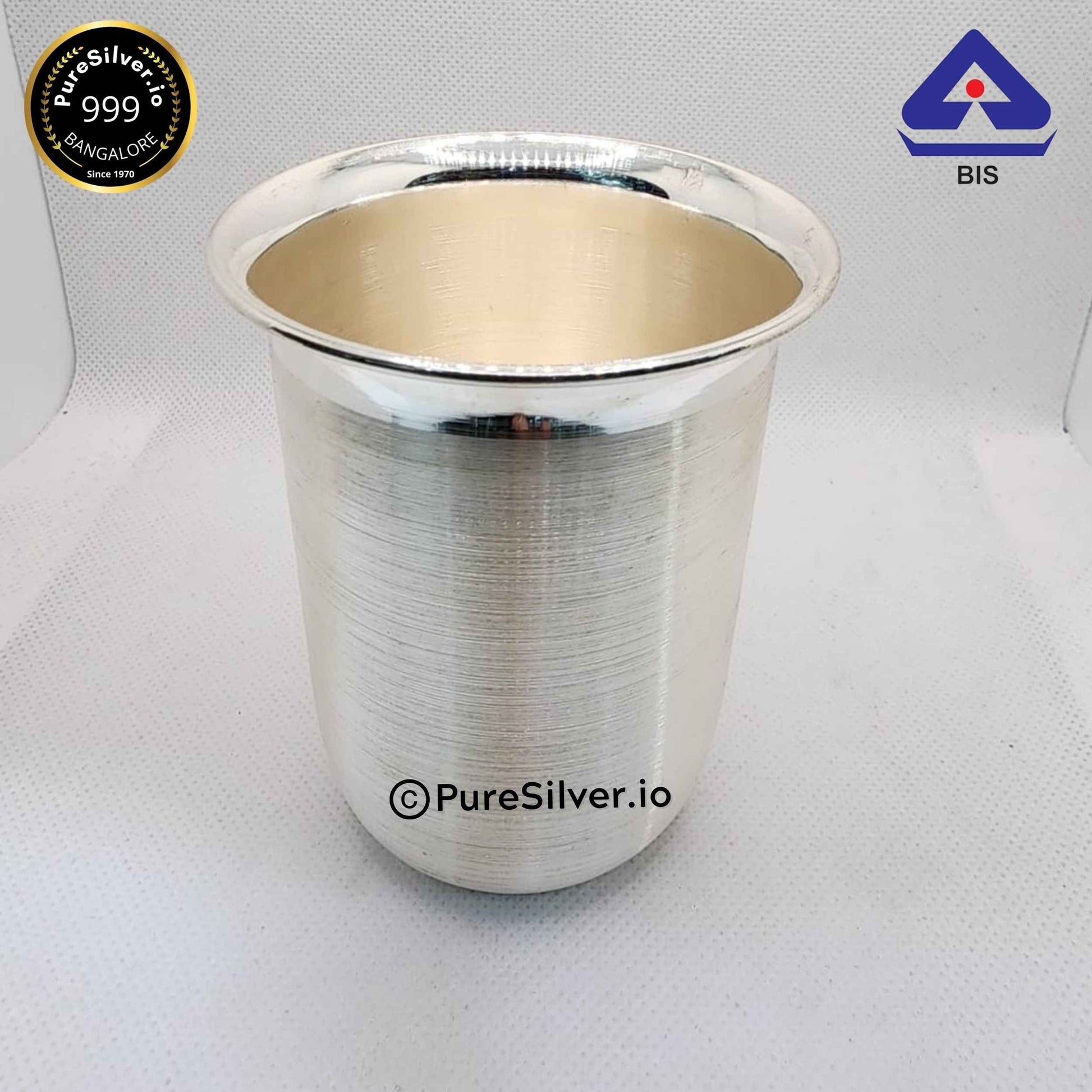 Pure Silver Glass, 2.75 inches MAHARAJA PATTERN, 30 grams, 120 ml, BIS Hallmarked