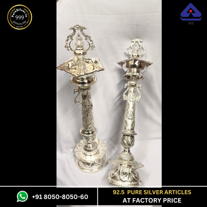 Long Silver Lamps for Pooja Models (10+ Designs)