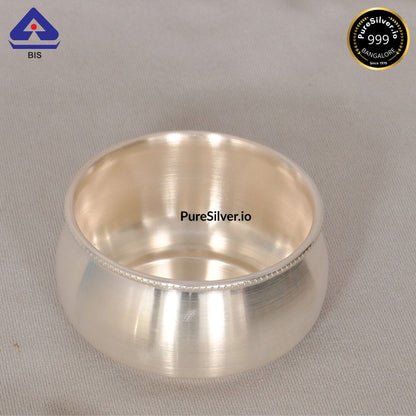 925 Silver Bowl - 3.2 inches (W) 1.5 inches (H) ~87 grams MATKA B PATTERN