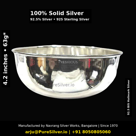 100% Solid Silver. 92.5% Silver • 925 Sterling Silver. Original product photograph, verified size/weight labels and subtle PureSilver.io watermark.