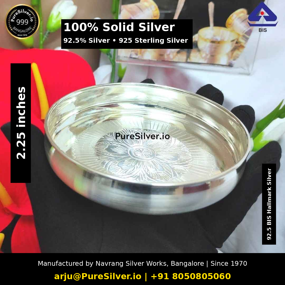 100% Solid Silver plate. 92.5% Silver • 925 Sterling Silver. Original photograph with verified width label, original PureSilver.io watermark and manufacturer details.