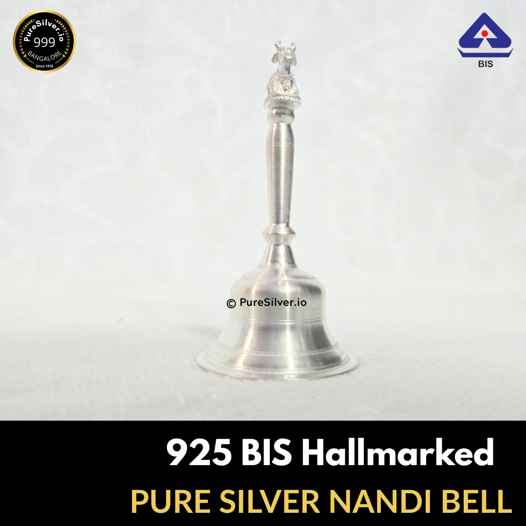 7 Pcs Pure Silver Pooja Thali Set, 1 Kg, 925 BIS Hallmarked