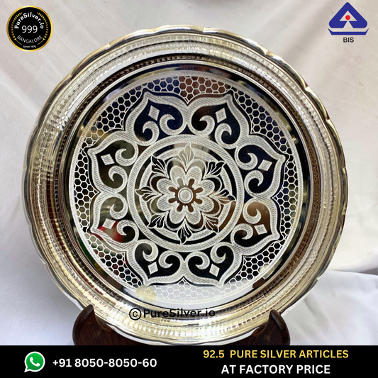 Resell: Pure Silver Plate - Arivana Silver Plate for Pooja (9 to 12 inches / 200 gms to 725 gms)