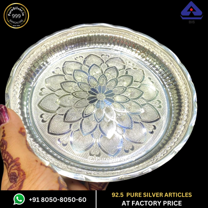 Resell: Pure Silver Plate - Arivana Silver Plate for Pooja (2.75 to 12 inches / 15 gms to 725 gms)