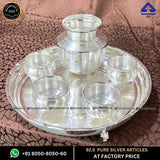 925 Pure Silver Pooja Thali Set for Mandir & Rituals - Approx. 2060 grams | Classic | BIS Hallmarked