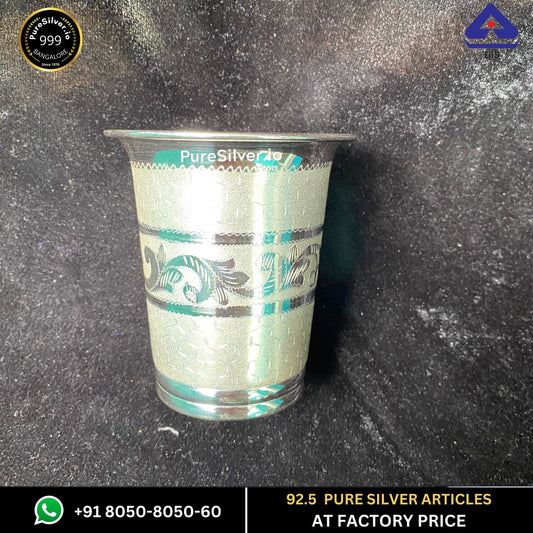 52 gms Pure Silver Glass (V Pattern) - Indian Design