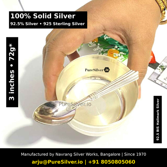 100% Solid Silver. 92.5% Silver • 925 Sterling Silver. Original product photograph, verified size/weight labels and subtle PureSilver.io watermark.