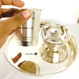 925 Pure Silver Dinner Set for Gifting & Dining - 4 Pcs - Approx. 150 grams | Mirror Finish, (Design 3) | BIS Hallmarked