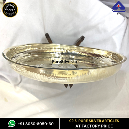 Pure Silver Plate - Arivana Silver Plate for Pooja (2.75 to 12 inches / 15 gms to 725 gms) | Custom Orders & Bulk from Silver Factory