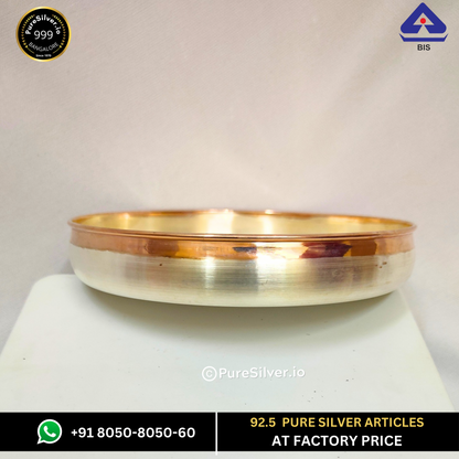 Pure Silver Plate - Designer Matka Silver Thali (4.25 to 18 inches / 80 gms to 2300 gms) | Custom Orders & Bulk from Silver Factory