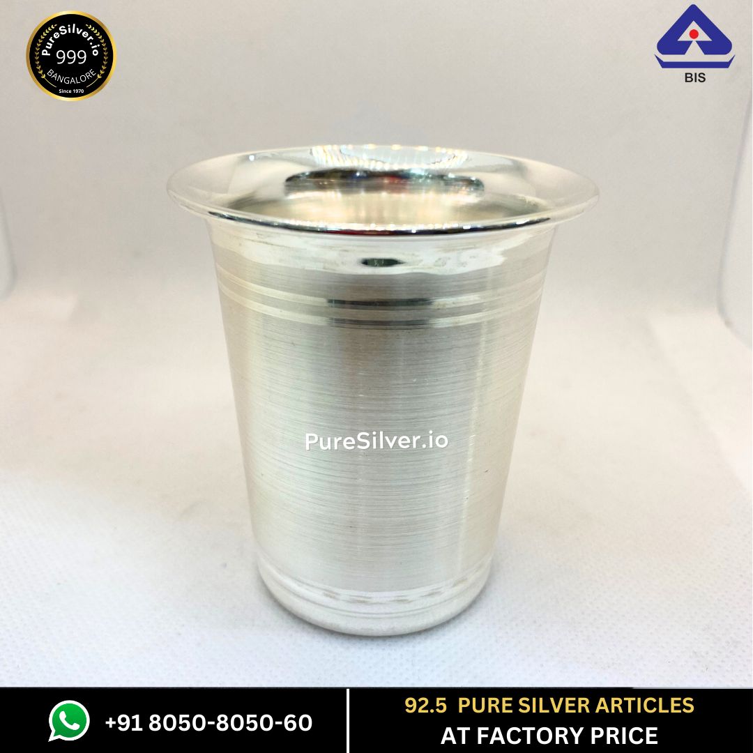 37 gms Pure Silver Glass (V Pattern) - Indian Design