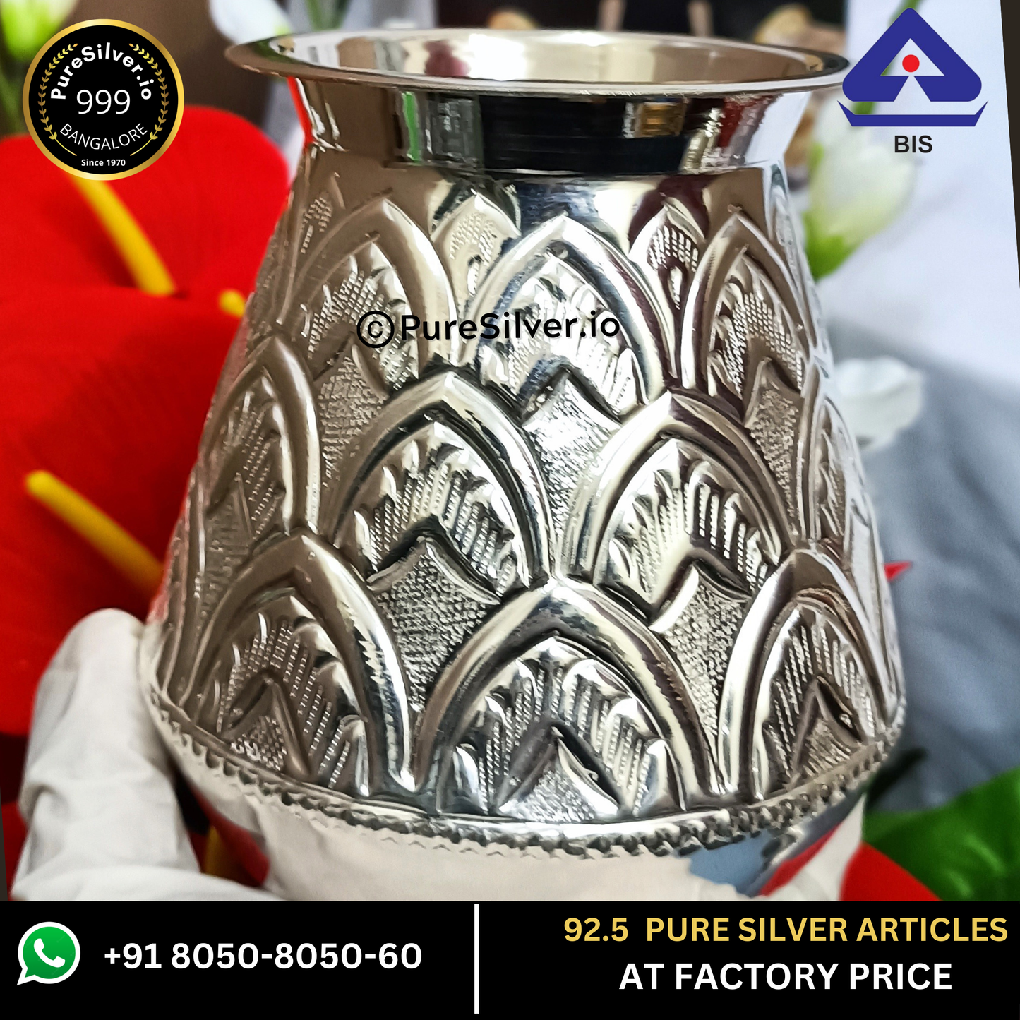 Designer Pure Silver Glass with 925 BIS Hallmark