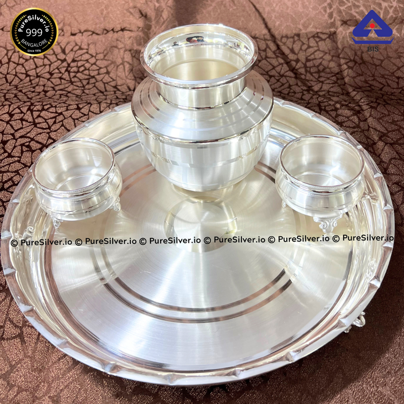 Luxury 925 Pure Silver Pooja Thali Set, 1 Kg, BIS Hallmarked - PureSilver.io