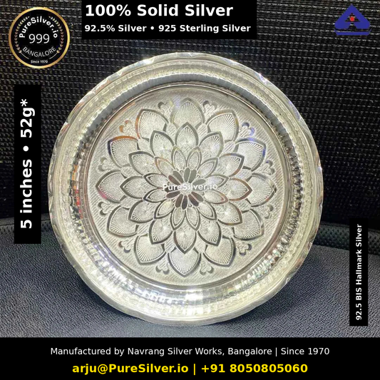 100% Solid Silver plate. 92.5% Silver • 925 Sterling Silver. Original photograph with verified width label, original PureSilver.io watermark and manufacturer details.