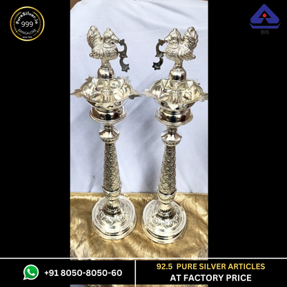 Long Silver Lamps for Pooja Models (10+ Designs)