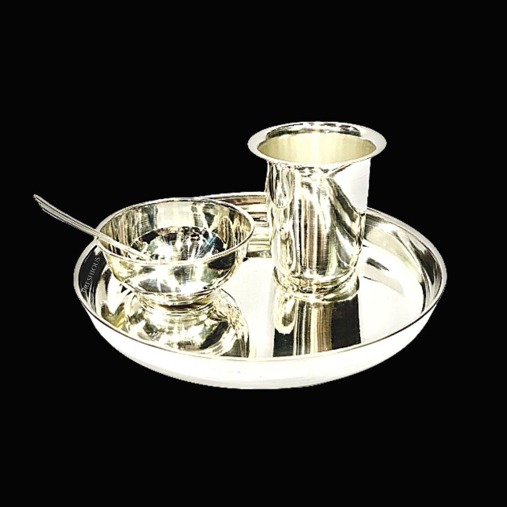 Pure Silver 4 Pcs Baby Dinner Set Mirror Finished, 200 grams, BIS Hallmarked