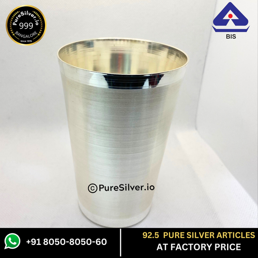 Resell: Pure Silver Glass - Marwadi Silver Glass With Weights (50 - 200 gms)