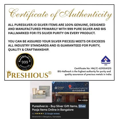 Chico Pure Silver Glass, 24k Pure Gold-Accents, Central Emery | 925 Sterling Pure Silver (BIS Hallmarked) | WHOLESALE PRICE / Resell