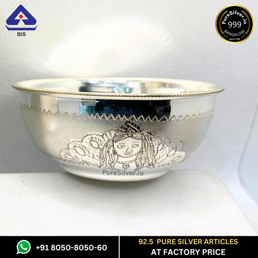 Pure Silver Bowl - Delhi Cartoon Silver Bowl With Weights (40 - 225 gms / 3" - 7") | Custom Orders & Bulk from Silver Factory