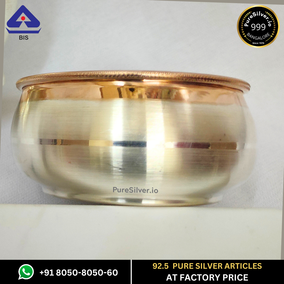 Resell: Pure Silver Bowl - Matka Vati Silver Bowl With Weights (50 - 90 gms / 1.25" - 3.25") 22k Rose Gold Finish