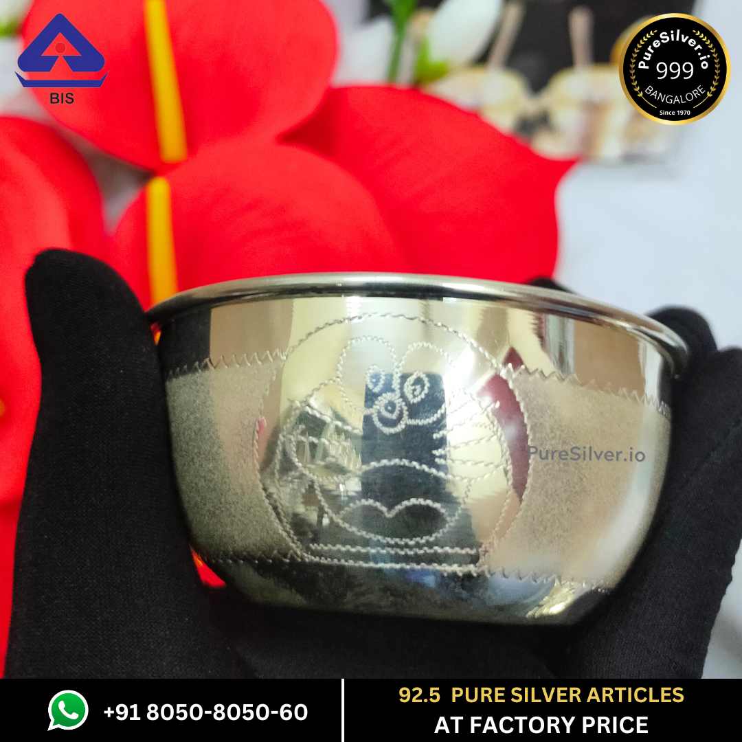 Resell: Pure Silver Bowl - Delhi Cartoon Silver Bowl With Weights (40 - 225 gms / 3" - 7")