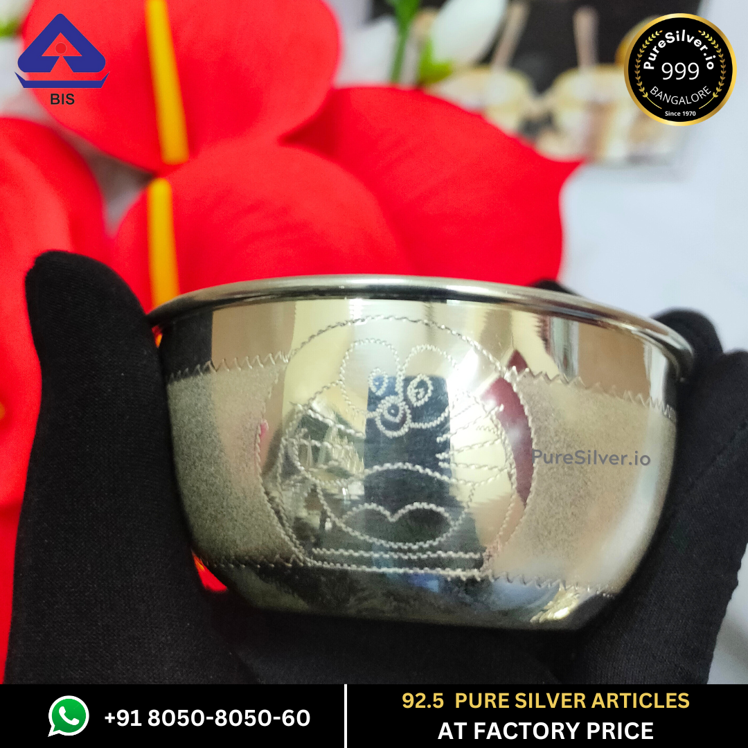 Pure Silver Bowl - Delhi Cartoon Silver Bowl With Weights (40 - 225 gms / 3" - 7") | Custom Orders & Bulk from Silver Factory