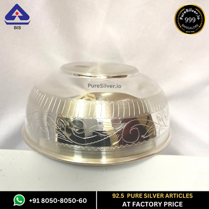 Resell: Pure Silver Bowl - Delhi Silver Bowl With Weights (40 - 225 gms / 3" - 7") Bayl