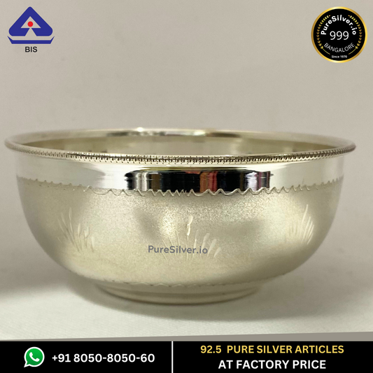 Pure Silver Bowl - Delhi Cartoon Silver Bowl With Weights (25 - 225 gms / 3" - 7") | Custom Orders & Bulk from Silver Factory
