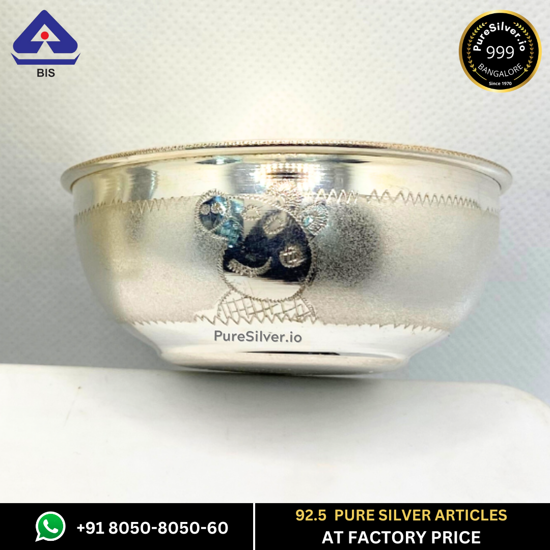 Resell: Pure Silver Bowl - Delhi Cartoon Silver Bowl With Weights (40 - 225 gms / 3" - 7")